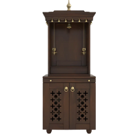 Rudralaya Teak Wood Pooja Mandap without Door (Wenge) Front View