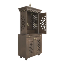 Rudralaya Teak Wood Pooja Mandap with Door (Wenge) side angle