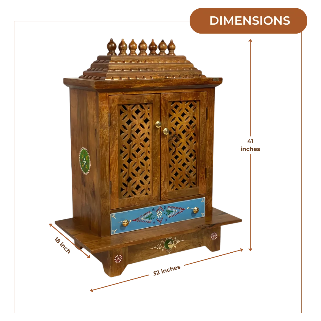 Saanidhya Sheesham Wood Mandir (Teak) Dimensions