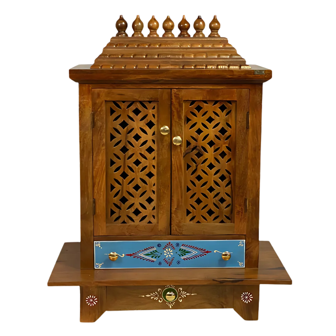 Saanidhya Sheesham Wood Mandir  (Teak) Front view