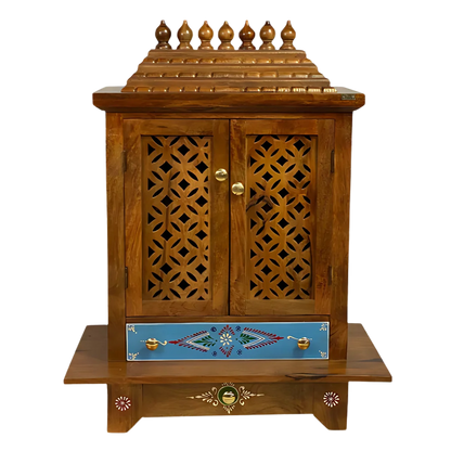 Saanidhya Sheesham Wood Mandir  (Teak) Front view