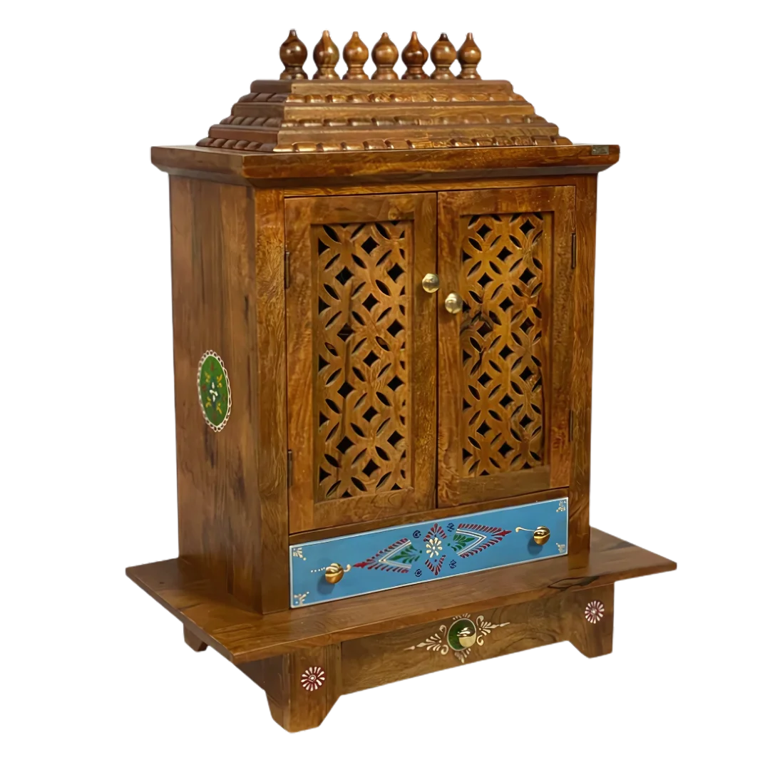 Saanidhya Sheesham Wood Mandir  (Teak) Side angle