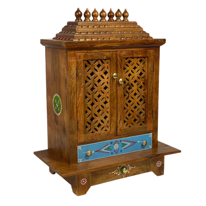 Saanidhya Sheesham Wood Mandir  (Teak) Side angle