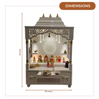 Saarthaka Wooden Pooja Mandap (White Gold) Dimensions