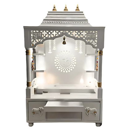 Saarthaka Wooden Pooja Mandap (White Gold)