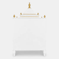 Sacred Home Large Floor Rested Pooja Mandir with Door (White Gold) Back View
