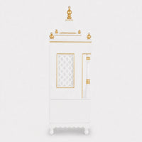 Sacred Home Large Floor Rested Pooja Mandir with Door (White Gold) Side Angle