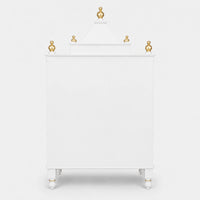 Sacred Home Large Floor Rested Pooja Mandir without Door (White Gold) Back View