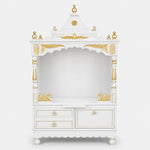 Sacred Home Large Floor Rested Pooja Mandir without Door White Gold