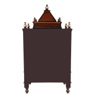 Sacred Space Medium Floor Rested Pooja Mandir with Door Brown Gold Back View