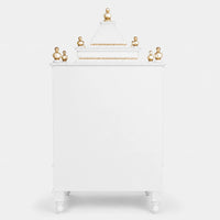Sacred Space Medium Floor Rested Pooja Mandir with Door (White Gold) Back View