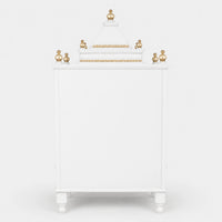 Sacred Space Medium Floor Rested Pooja Mandir without Door (White Gold) Back View