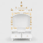 Sacred Space Medium Floor Rested Pooja Mandir without Door White Gold