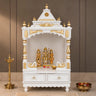 Sacred Space Medium Floor Rested Pooja Mandir without Door (White Gold)