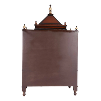 Sacred Home Large Floor Rested Pooja Mandir/Wooden temple with doors for home in Brown Gold color back view