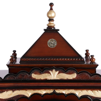 Sacred Home Large Floor Rested Pooja Mandir/Wooden temple with doors for home in Brown Gold color zoom view dome