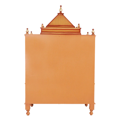Sacred Home Large Floor Rested Pooja Mandir with Door (Teak Gold)