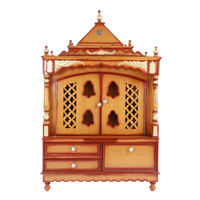 Sacred Home Large Floor Rested Pooja Mandir with Door (Teak Gold)