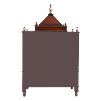Sacred Home Large Floor Rested Pooja Mandir/Wooden temple for home in Brown Gold color back view