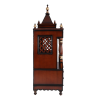 Sacred Home Large Floor Rested Pooja Mandir/Wooden temple for home in Brown Gold color side view featuring jali design and Pillars