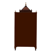 Sacred Palace Large Floor Rested Cupboard Pooja Mandir/Wooden temple with doors for home in Brown Gold color back view