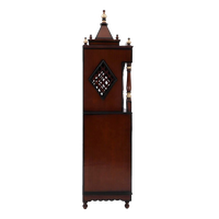 Sacred Palace Large Floor Rested Cupboard Pooja Mandir/Wooden temple with doors for home in Brown Gold color side view featuring jali design and Pillars