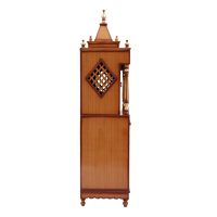 Sacred Palace Large Floor Rested Pooja Mandap/Wooden temple with doors for home in Teak Gold color side view featuring jali design and Pillars