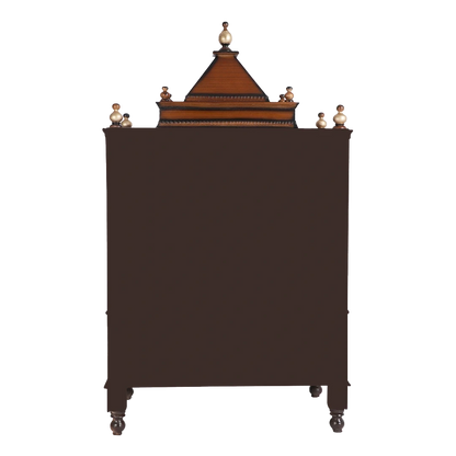 Sacred Space Large Floor Rested Pooja Mandir/Wooden temple for home in Brown Gold color back view
