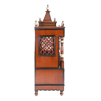 Sacred Space Large Floor Rested Pooja Mandir/Wooden temple for home in Brown Gold color side view featuring jali design and Pillars