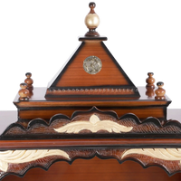 Sacred Space Large Floor Rested Pooja Mandir/Wooden temple for home in Brown Gold color zoom view dome