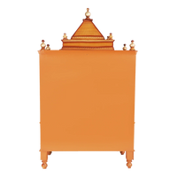 Sacred Space Large Floor Rested Pooja Mandir/Wooden temple for home in Teak Gold color back view