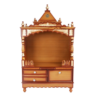 Sacred Space Large Floor Rested Pooja Mandir/Wooden temple for home in Teak Gold color front view