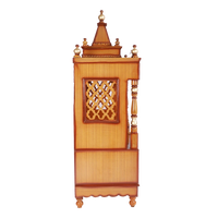 Sacred Space Large Floor Rested Pooja Mandir/Wooden temple for home in Teak Gold color side view featuring jali design and Pillars