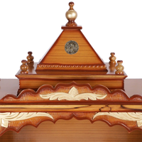 Sacred Space Large Floor Rested Pooja Mandir/Wooden temple for home in Teak Gold color zoom view dome
