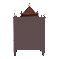 Sacred Space Large Floor Rested Pooja Mandir/Wooden temple with doors for home in Brown Gold color back view
