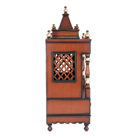 Sacred Space Medium Floor Rested Pooja Mandir/Wooden temple with doors for home in Brown Gold color side view featuring jali design and Pillars