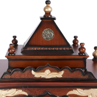 Sacred Space Medium Floor Rested Pooja Mandir/Wooden temple with doors for home in Brown Gold color zoom view dome