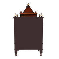 Sacred Space Medium Floor Rested Pooja Mandir/Wooden temple for home in Brown Gold color back view