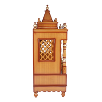Sacred Space Medium Floor Rested Pooja Mandir/Wooden temple for home in Teak Gold color side view featuring jali design and Pillars