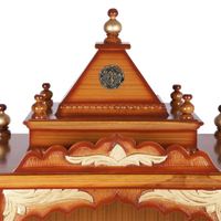 Sacred Space Medium Floor Rested Pooja Mandir/Wooden temple for home in Teak Gold color zoom view dome