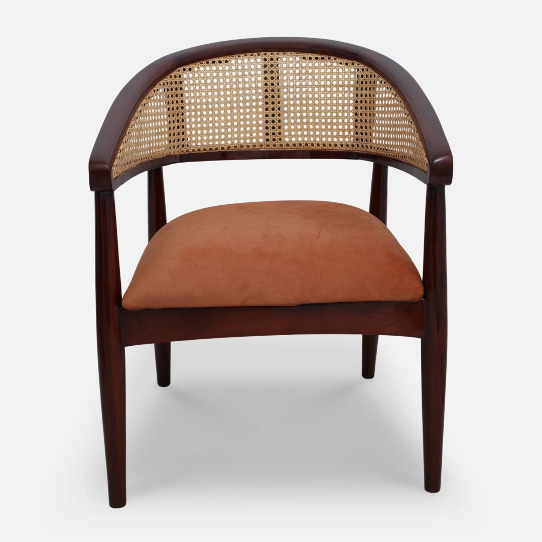 Sahaj Teak Wood Arm Chair (Brown Orange) Front view 