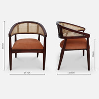 Sahaj Teak Wood Arm Chair (Brown Orange) dimensions view 