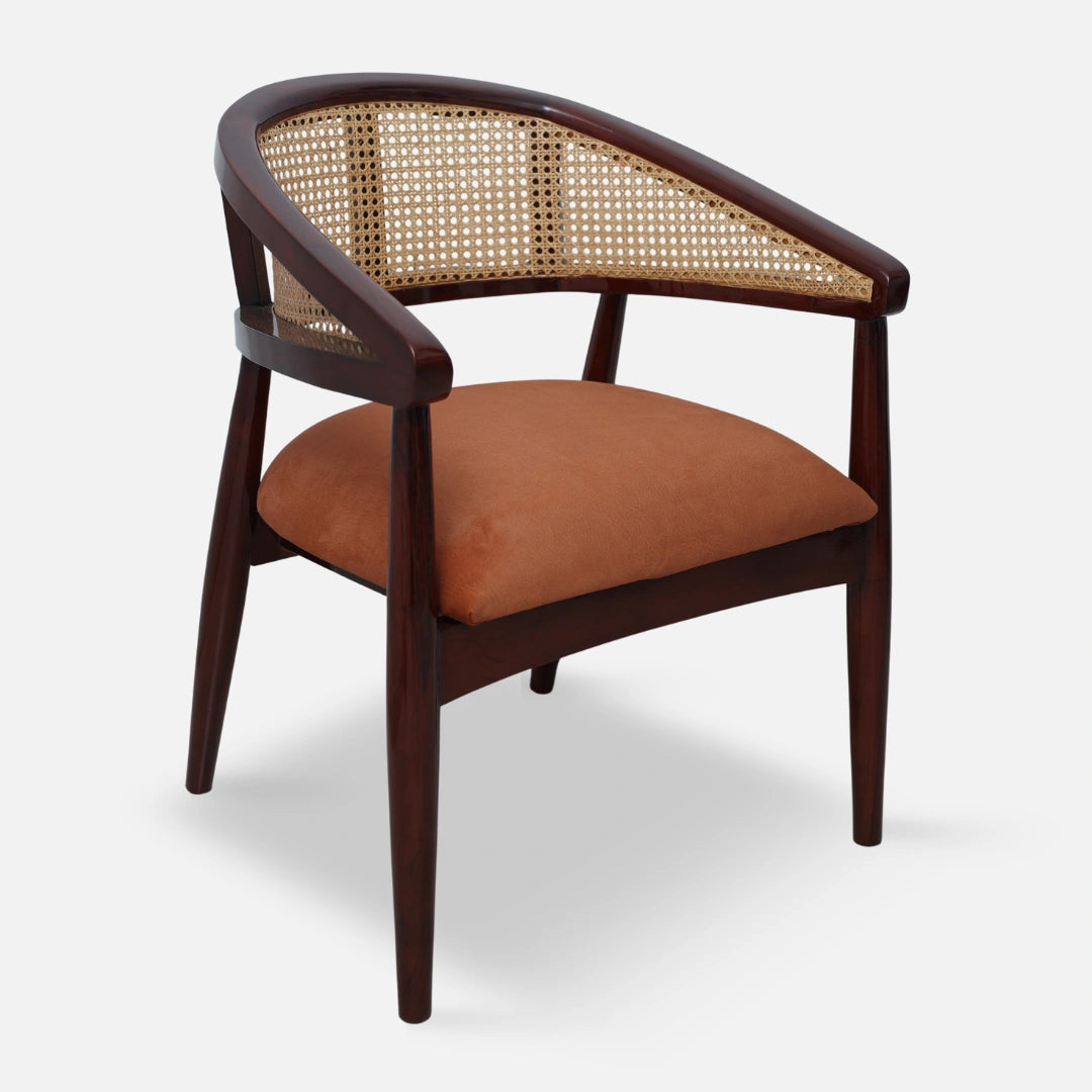 Sahaj Teak Wood Arm Chair (Brown Orange)side angle 