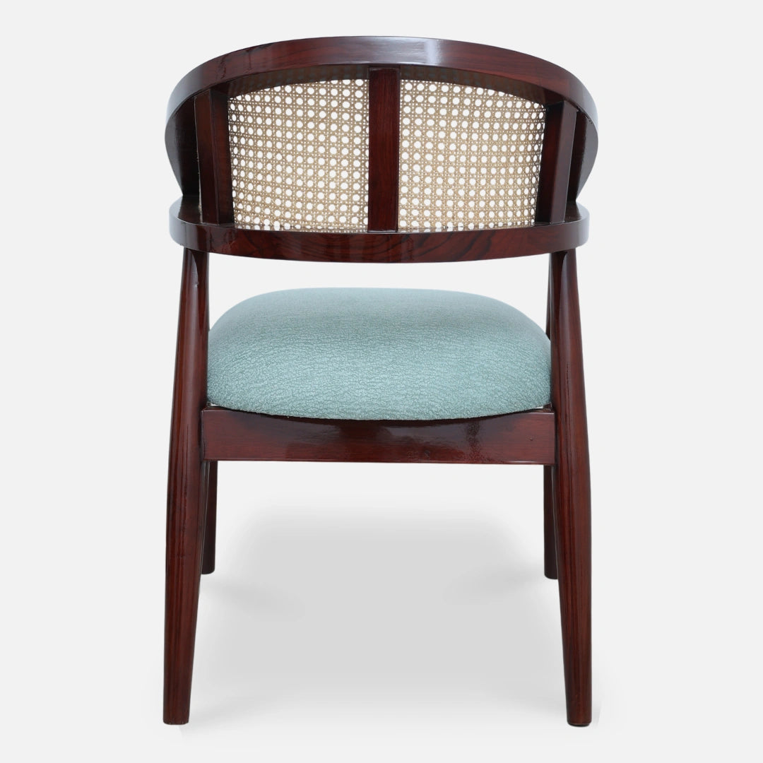  Sahaj Teak Wood Arm Chair (Brown blue) back view  