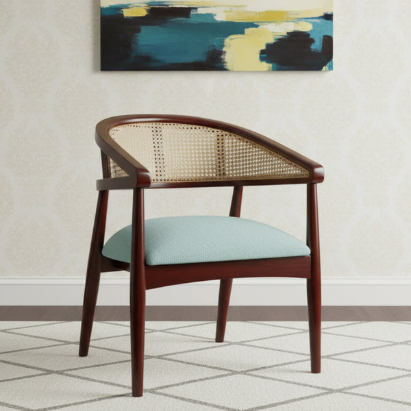 Sahaj Teak Wood Arm Chair (Brown blue)  lifestyle view 