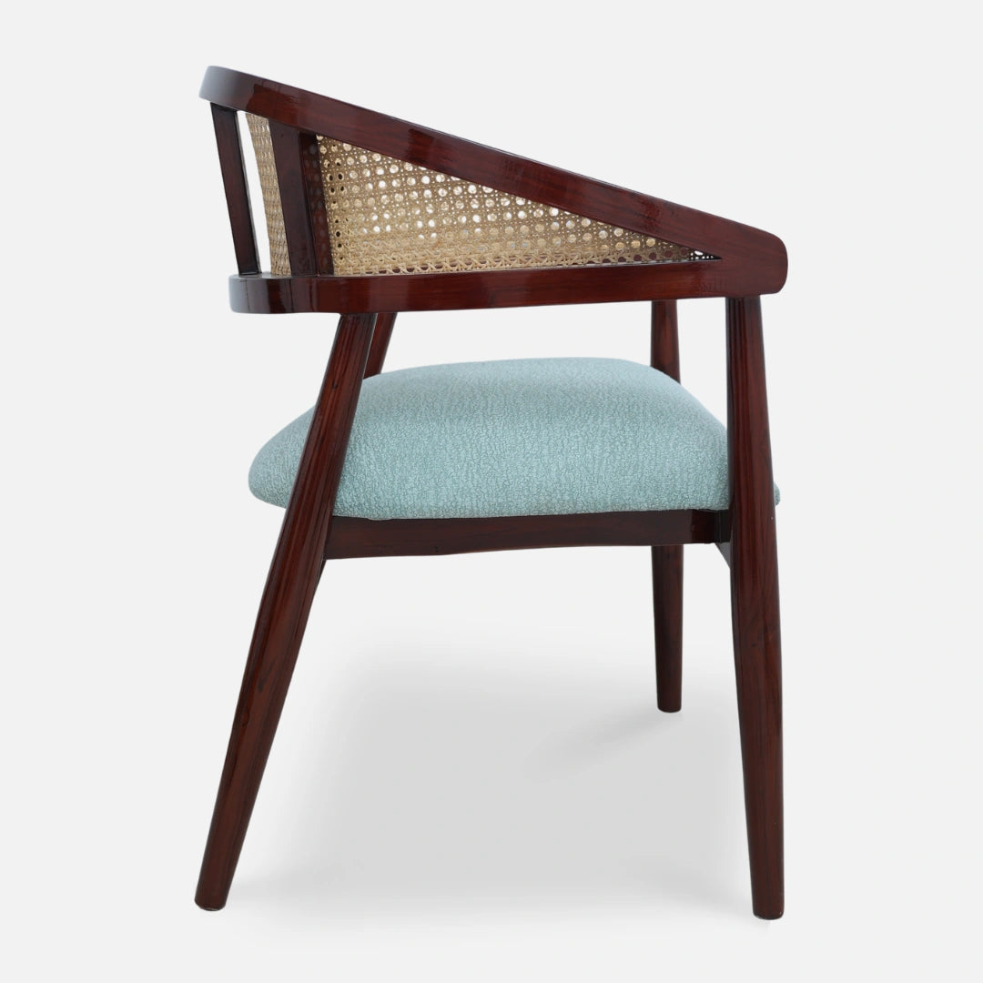  Sahaj Teak Wood Arm Chair (Brown blue)side view 