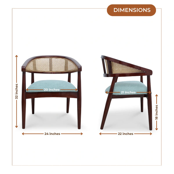  Sahaj Teak Wood Arm Chairs (Brown blue)dimensions view 