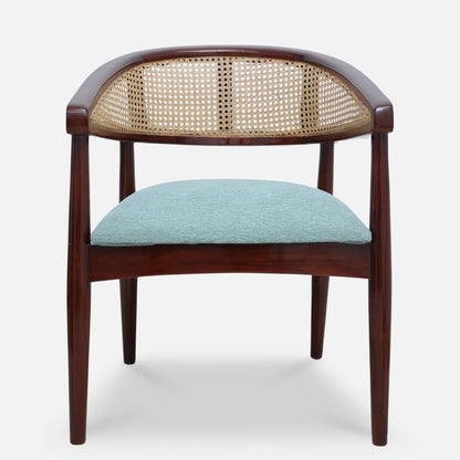 Sahaj Teak Wood Arm Chairs (Brown blue) front view 