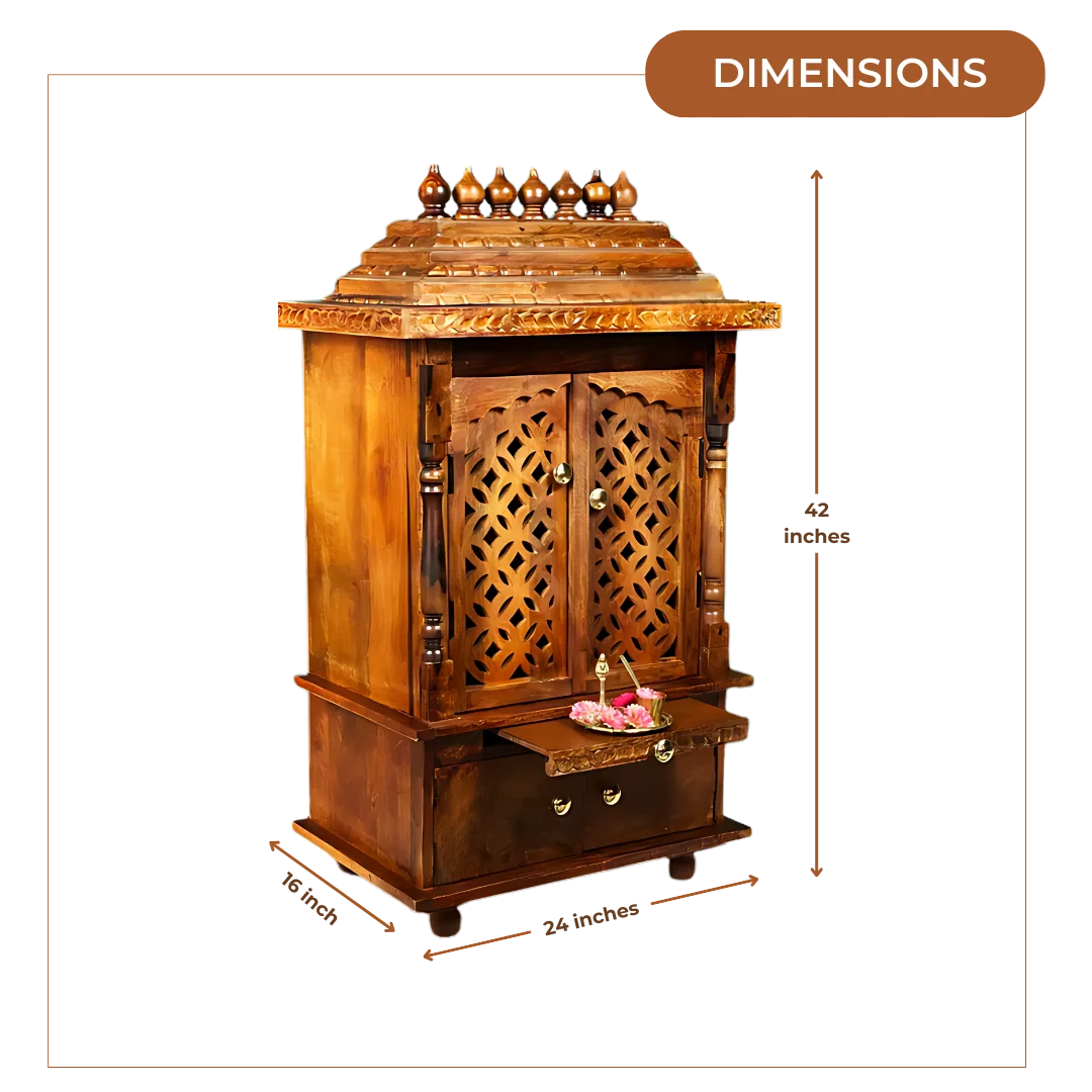 Samriddhi Sheesham Wood Mandir (Teak) Dimensions