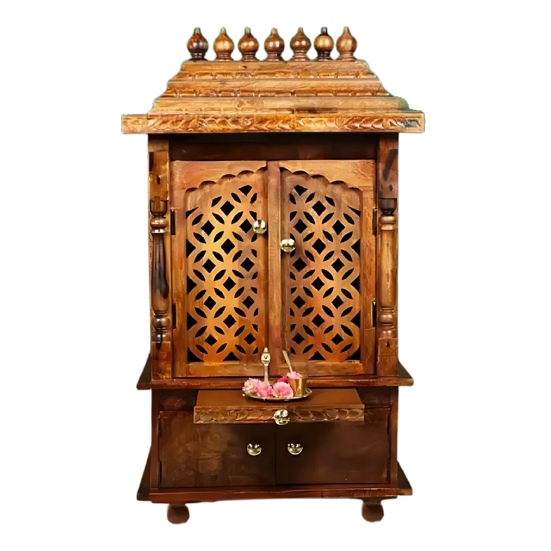 Samriddhi Sheesham Wood Mandir (Teak) Front view